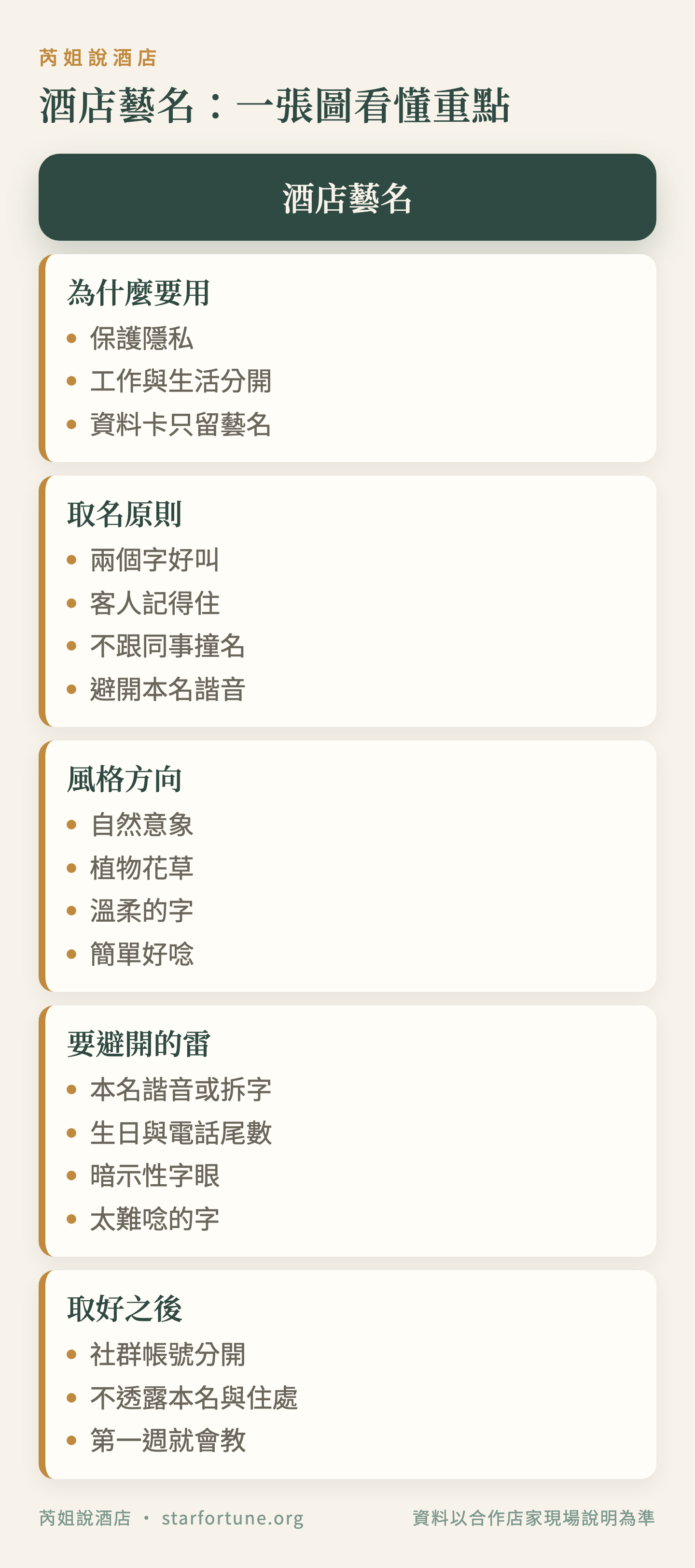 酒店藝名:一張圖看懂重點
