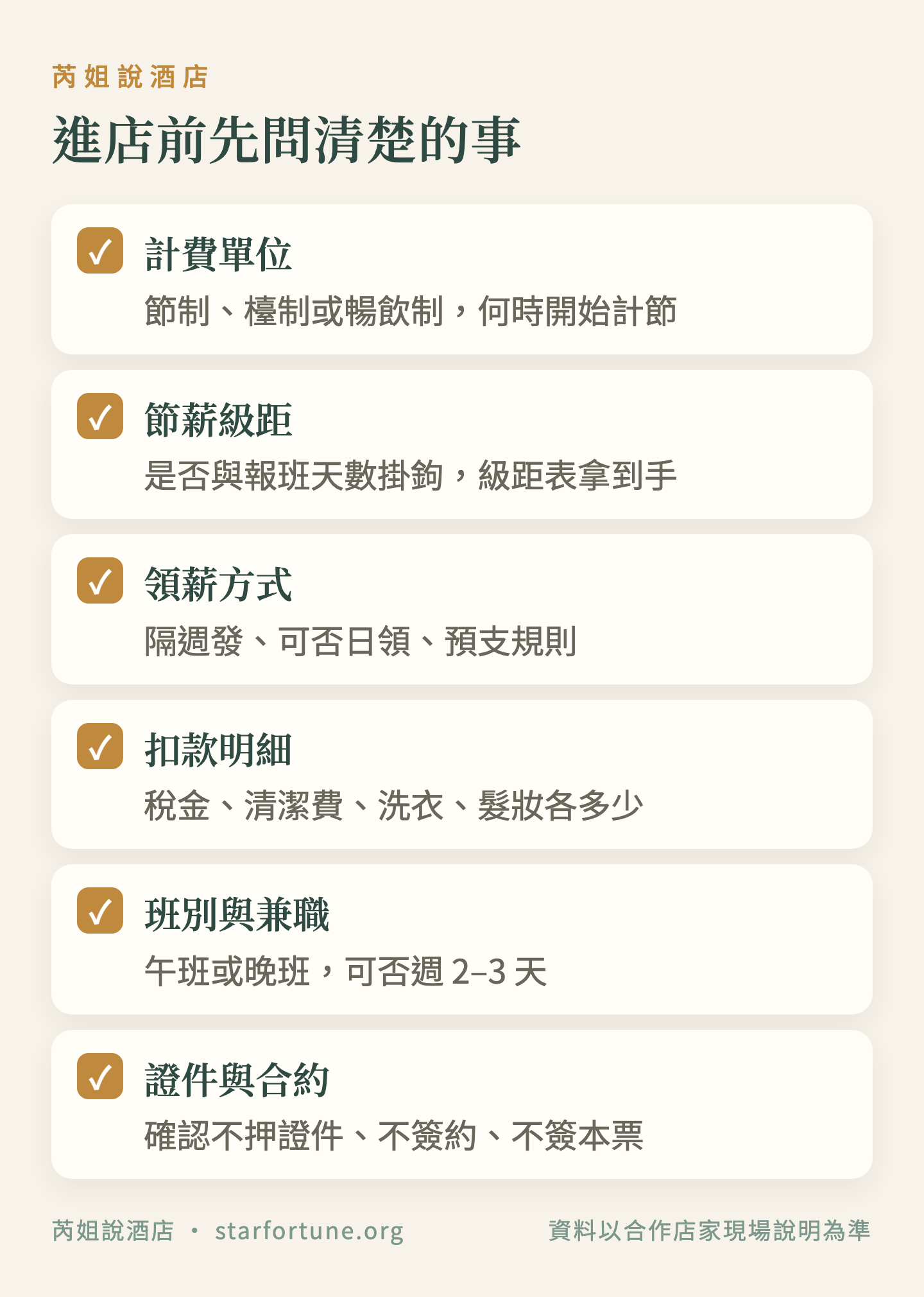 進店前先問清楚的事